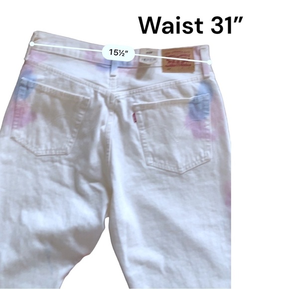 NWT LEVIS Strauss 501 Button Fly High Waist Straight Jean 30x 30 White …Hippie - Picture 8 of 16